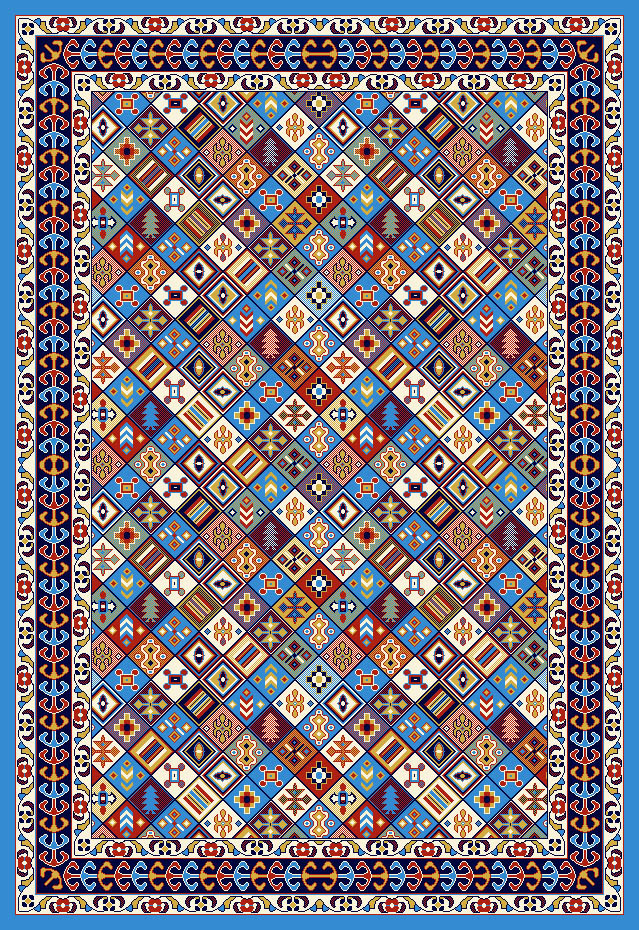 گلیم طرح قشقائی سرمه ای