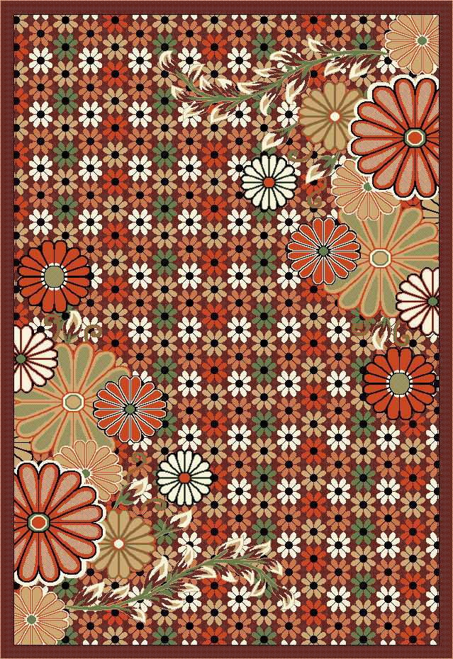 گلیم طرح گل بادامی