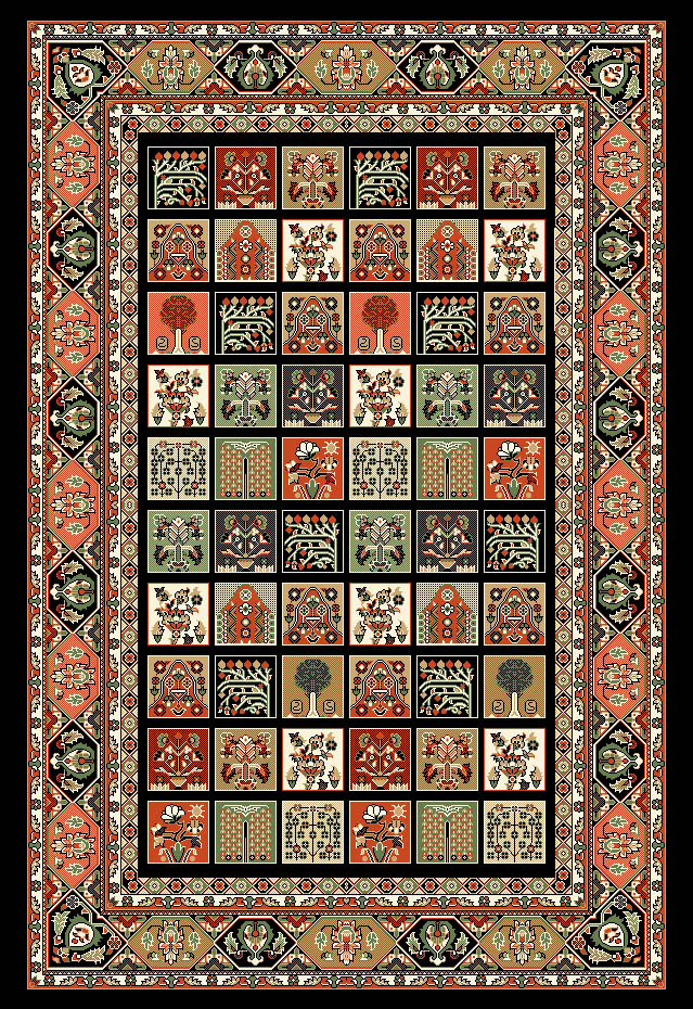 گلیم طرح خشتی بادامی